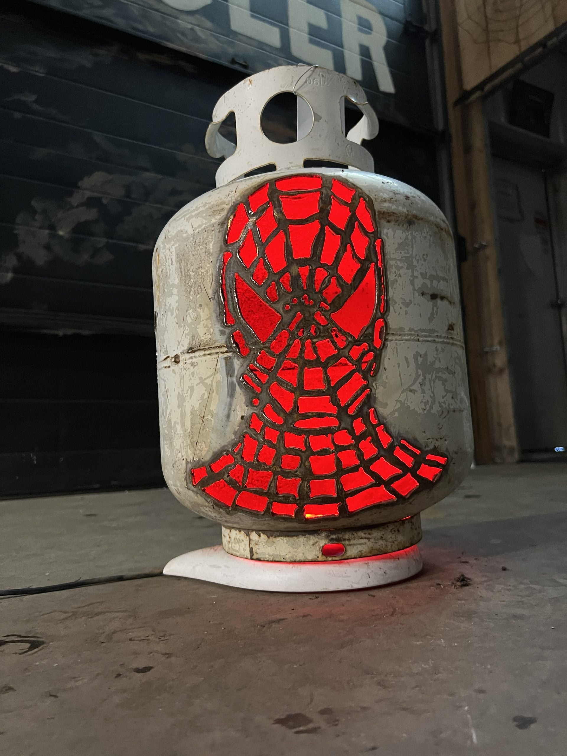 20lb Upcycled Patio Lantern, Spiderman