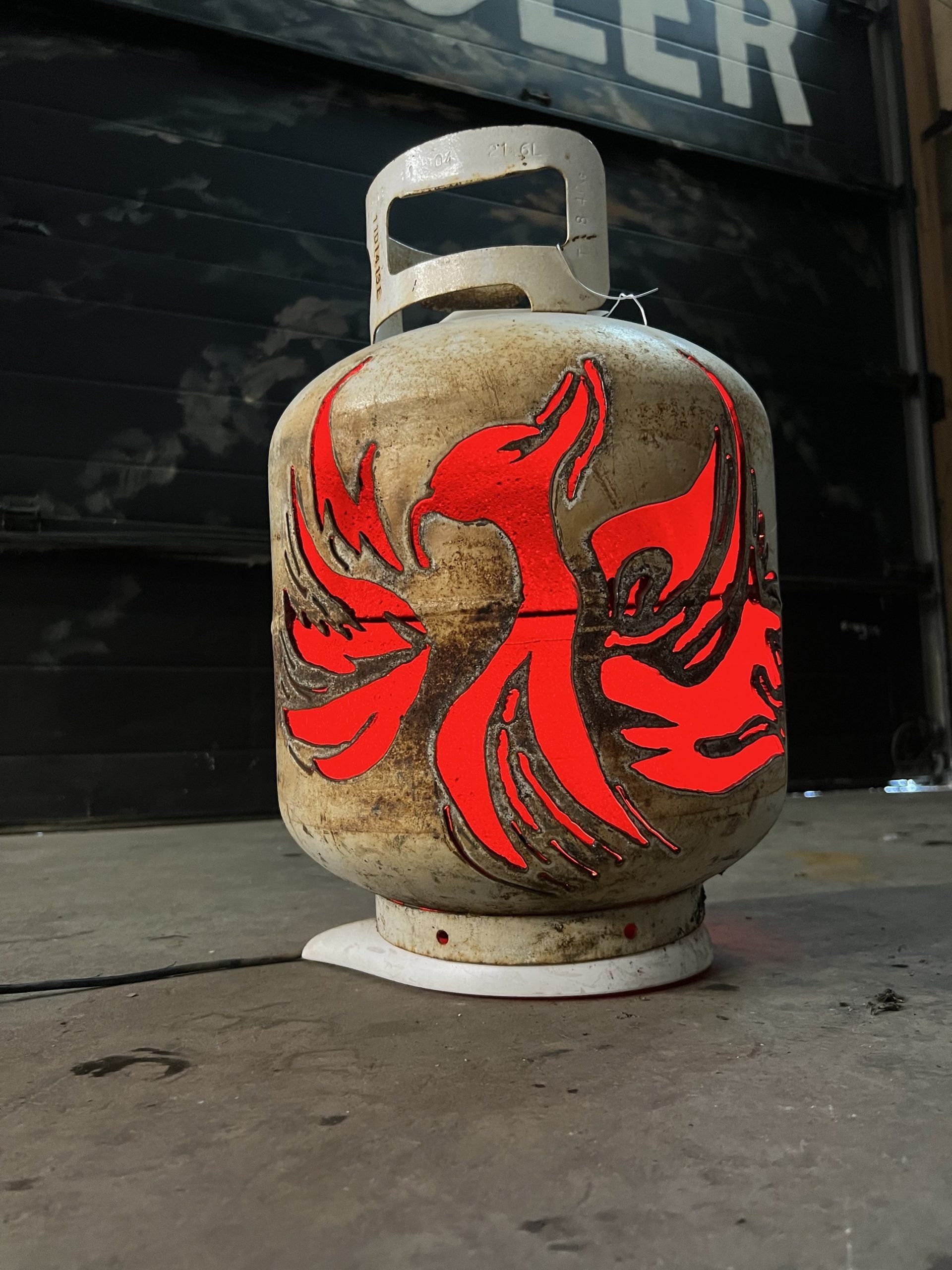 20lb Upcycled Patio Lantern, Fire Phenix