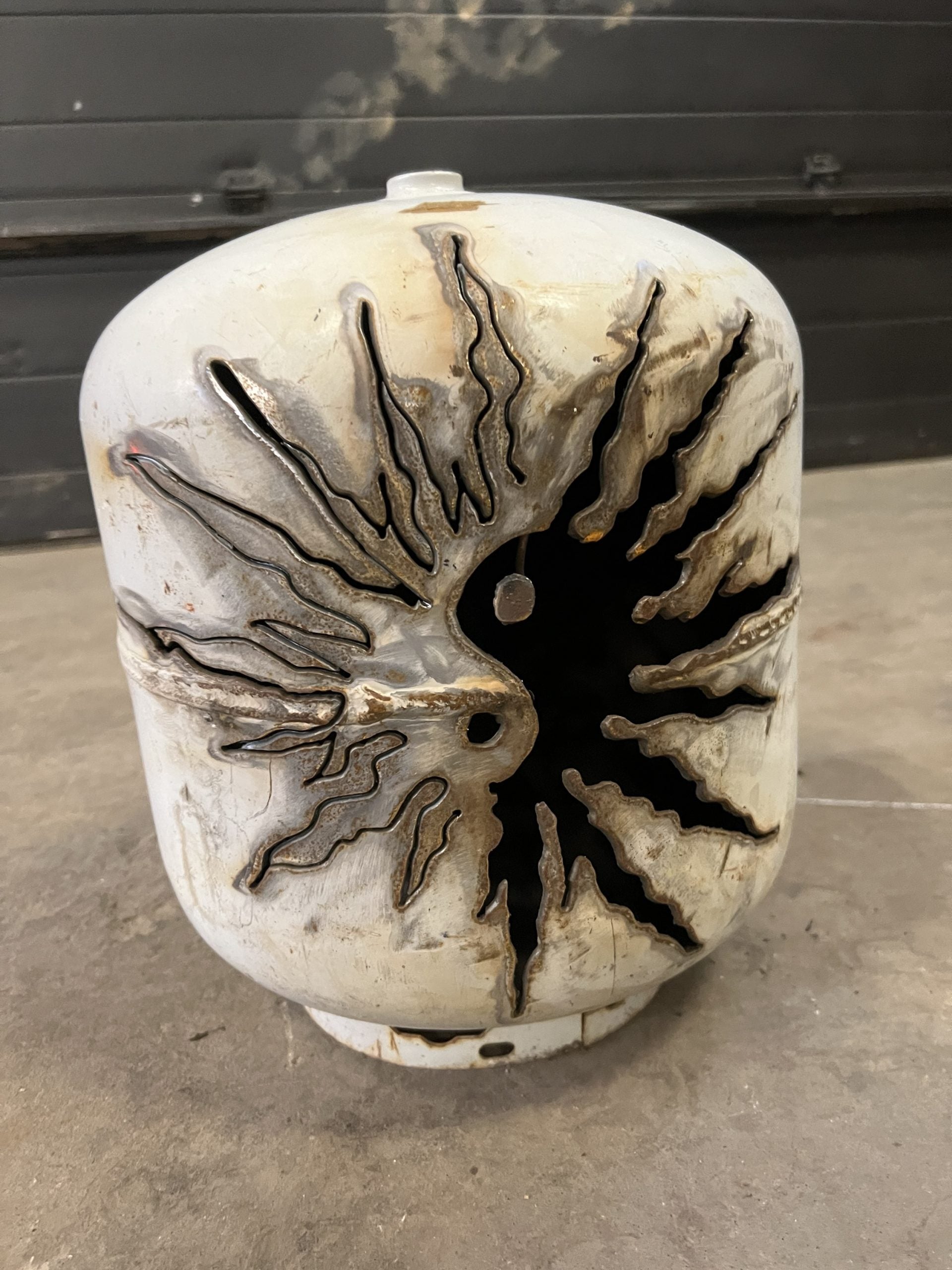20lb Upcycled Patio Lantern, Ying & Yang