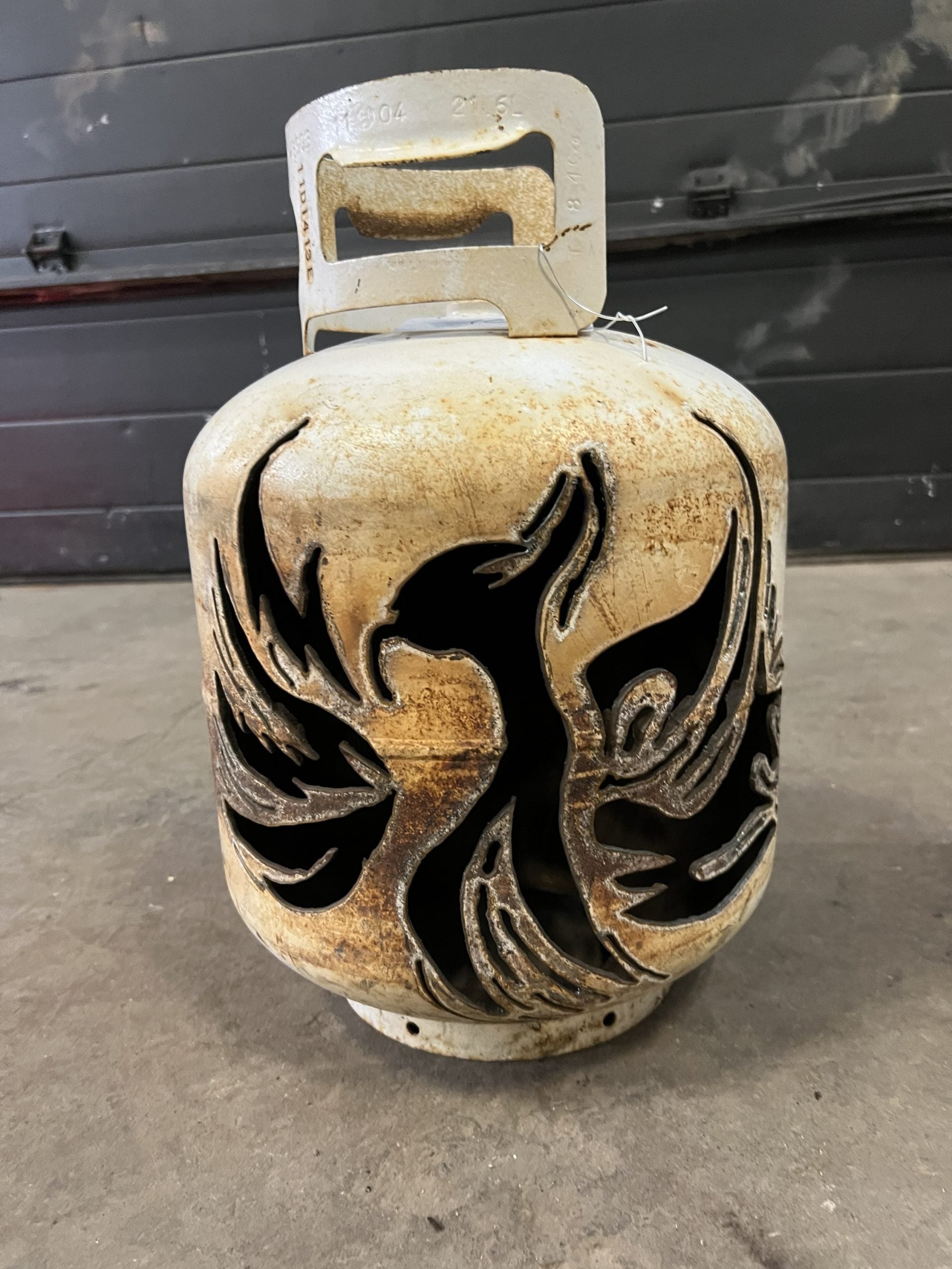 20lb Upcycled Patio Lantern, Fire Phenix