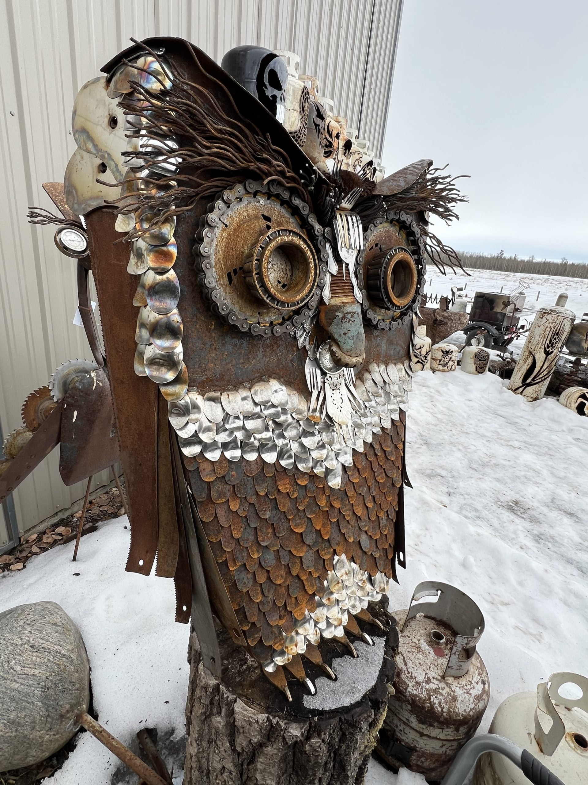 TheeUpCycled Art, Owl (4 Feet tall)
