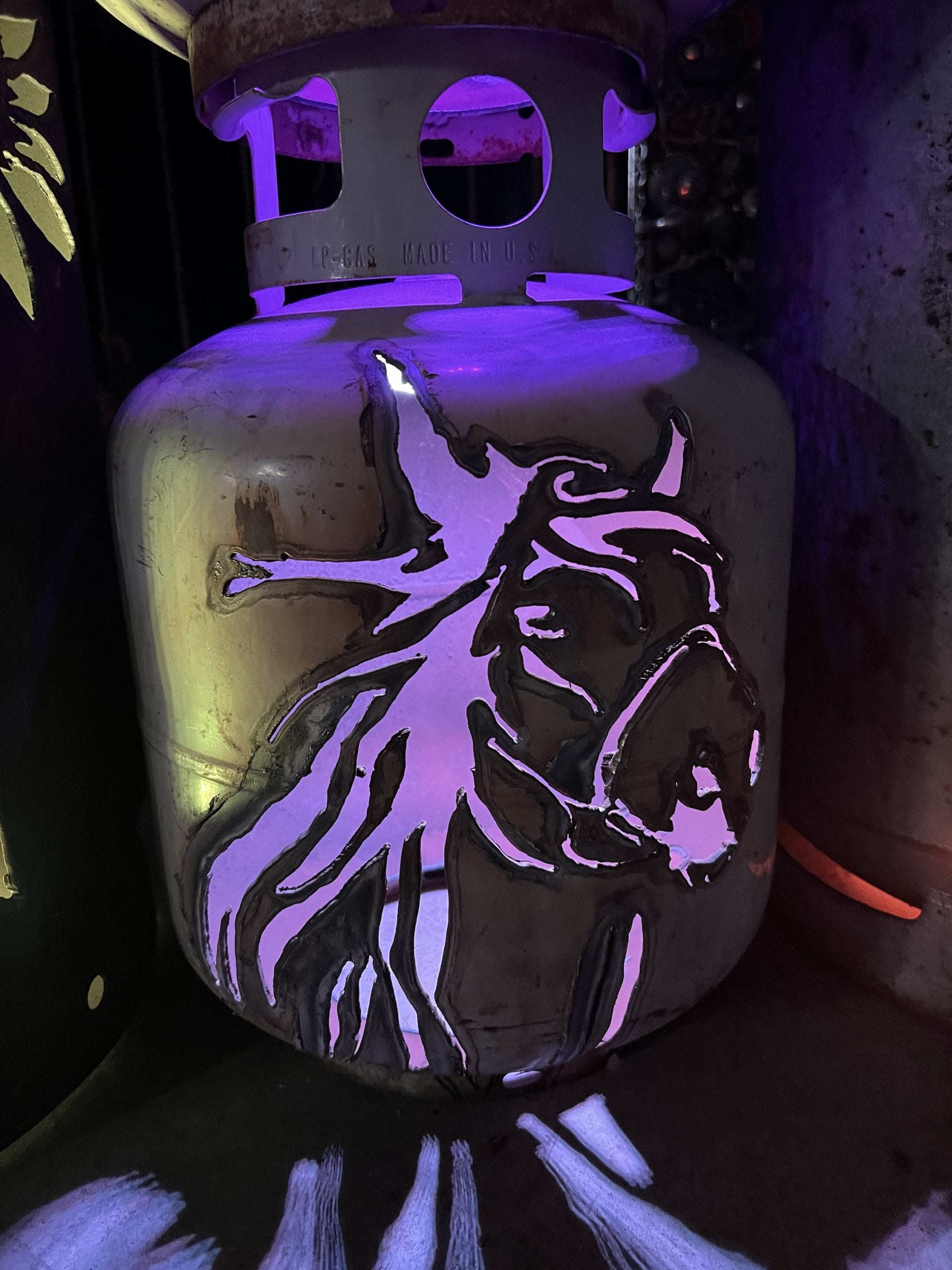 20lb Upcycled Patio Lantern, Horse Head