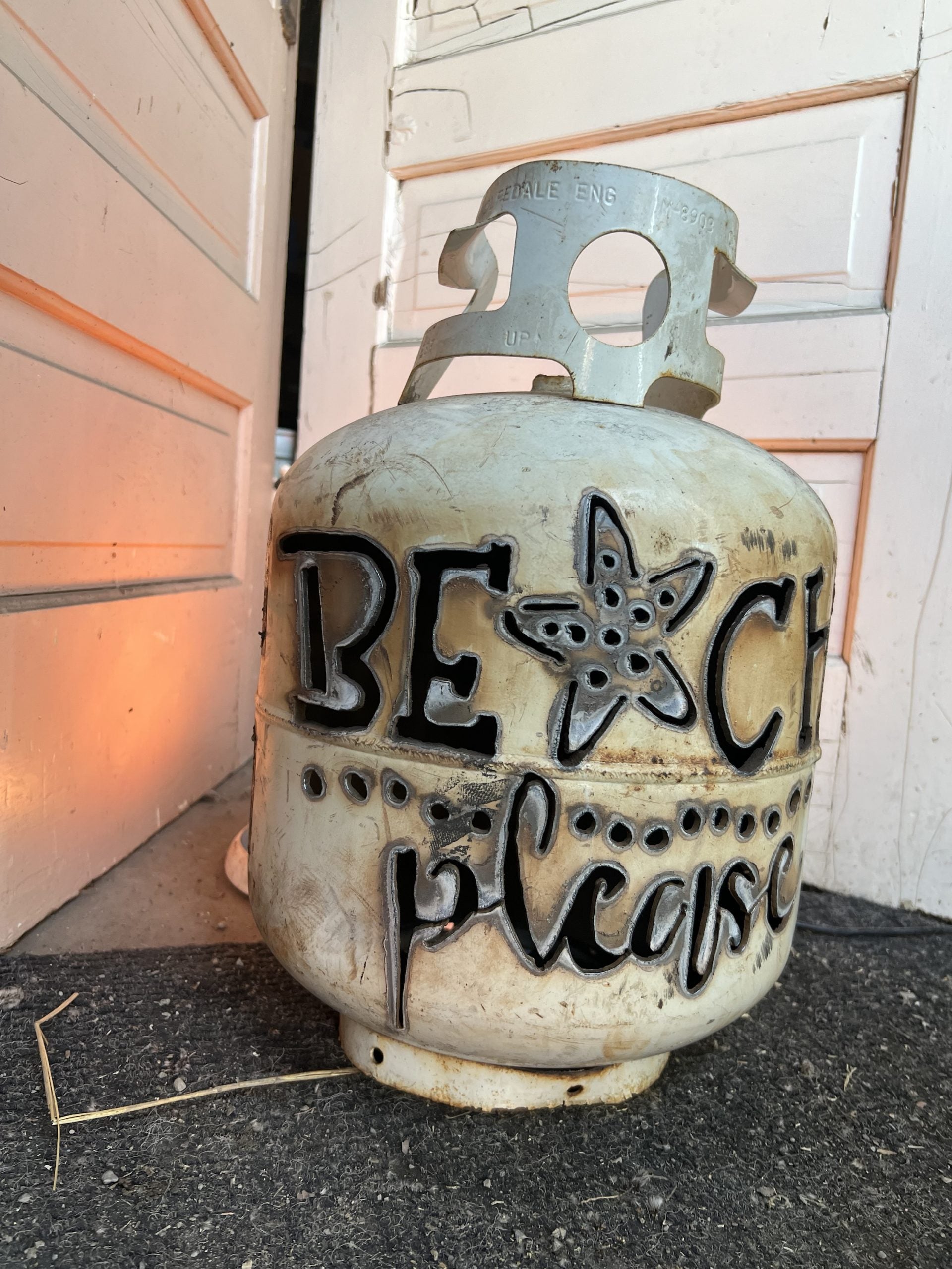 20lb Upcycled Patio Lantern, Beach Please