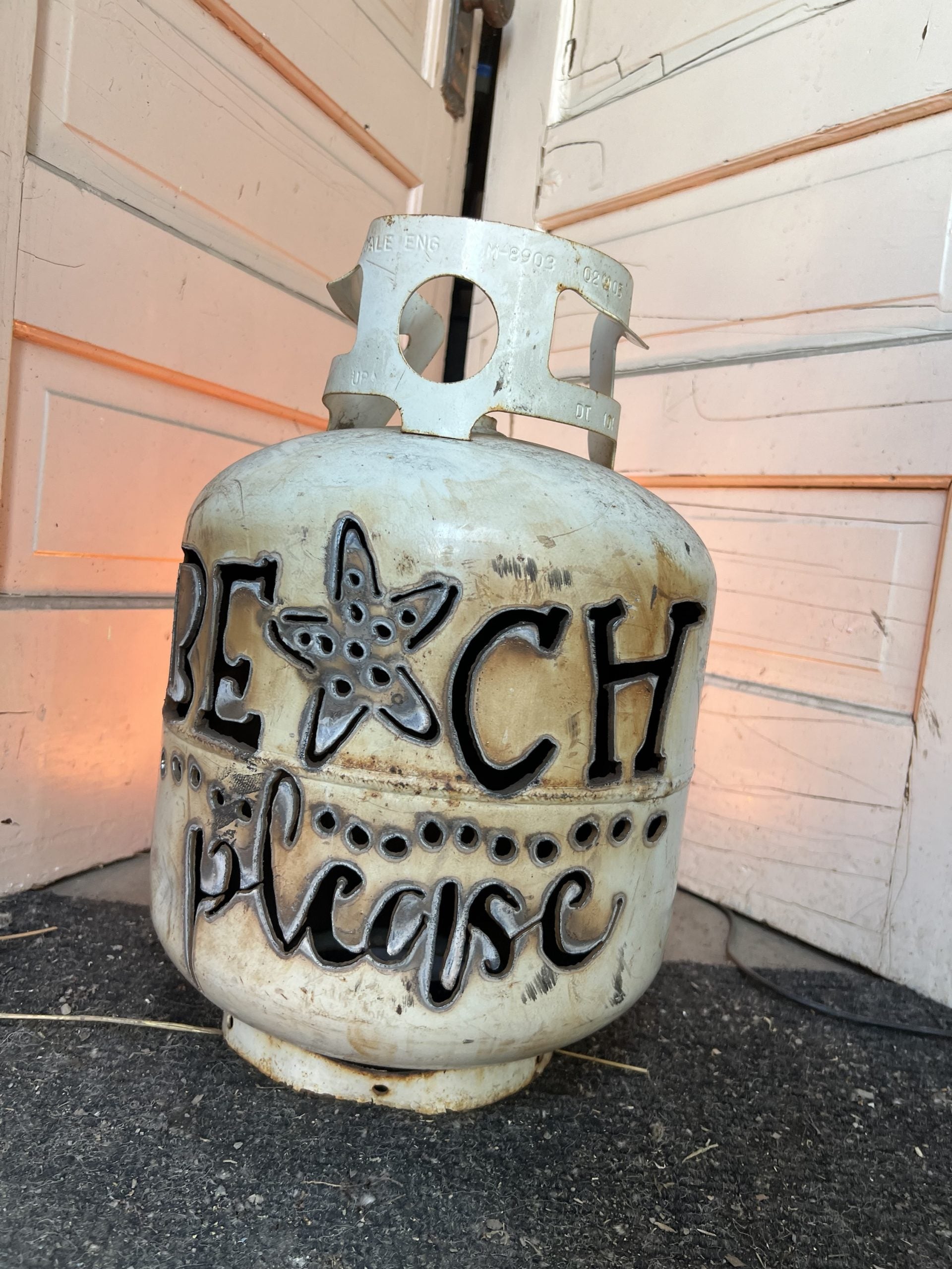 20lb Upcycled Patio Lantern, Beach Please