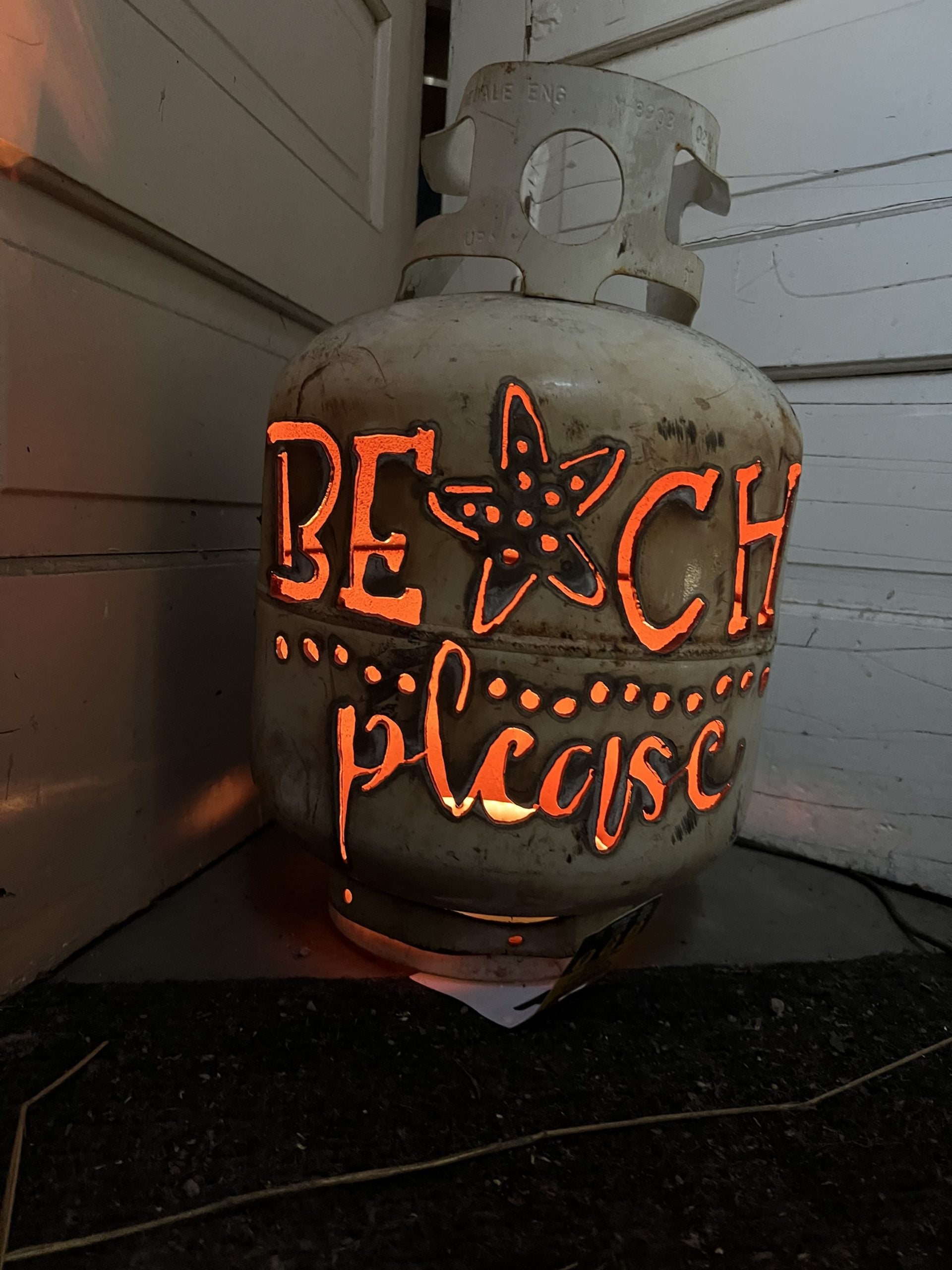 20lb Upcycled Patio Lantern, Beach Please