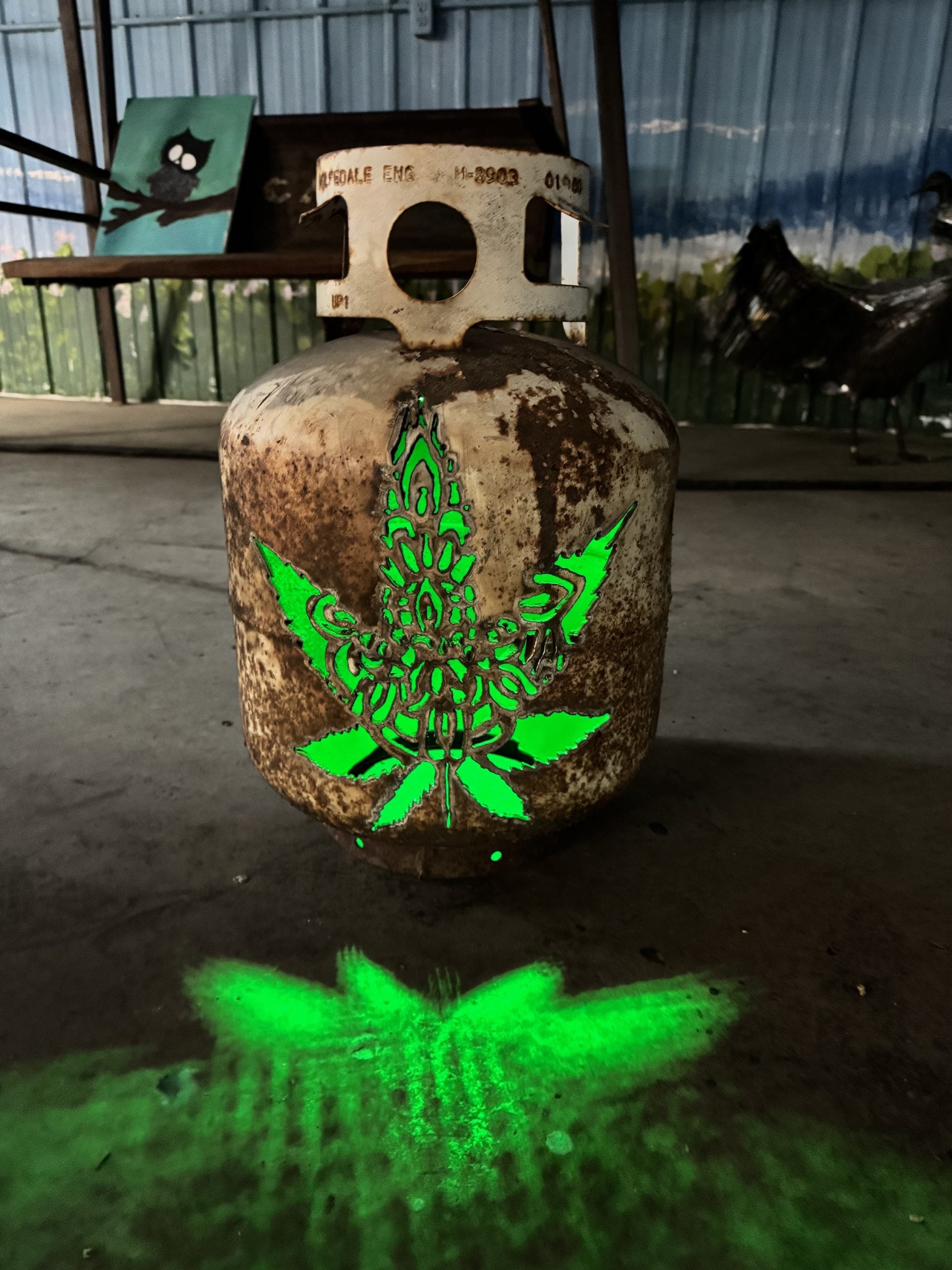 20lb Upcycled Patio Lantern, Sugar-Wanna Leaf
