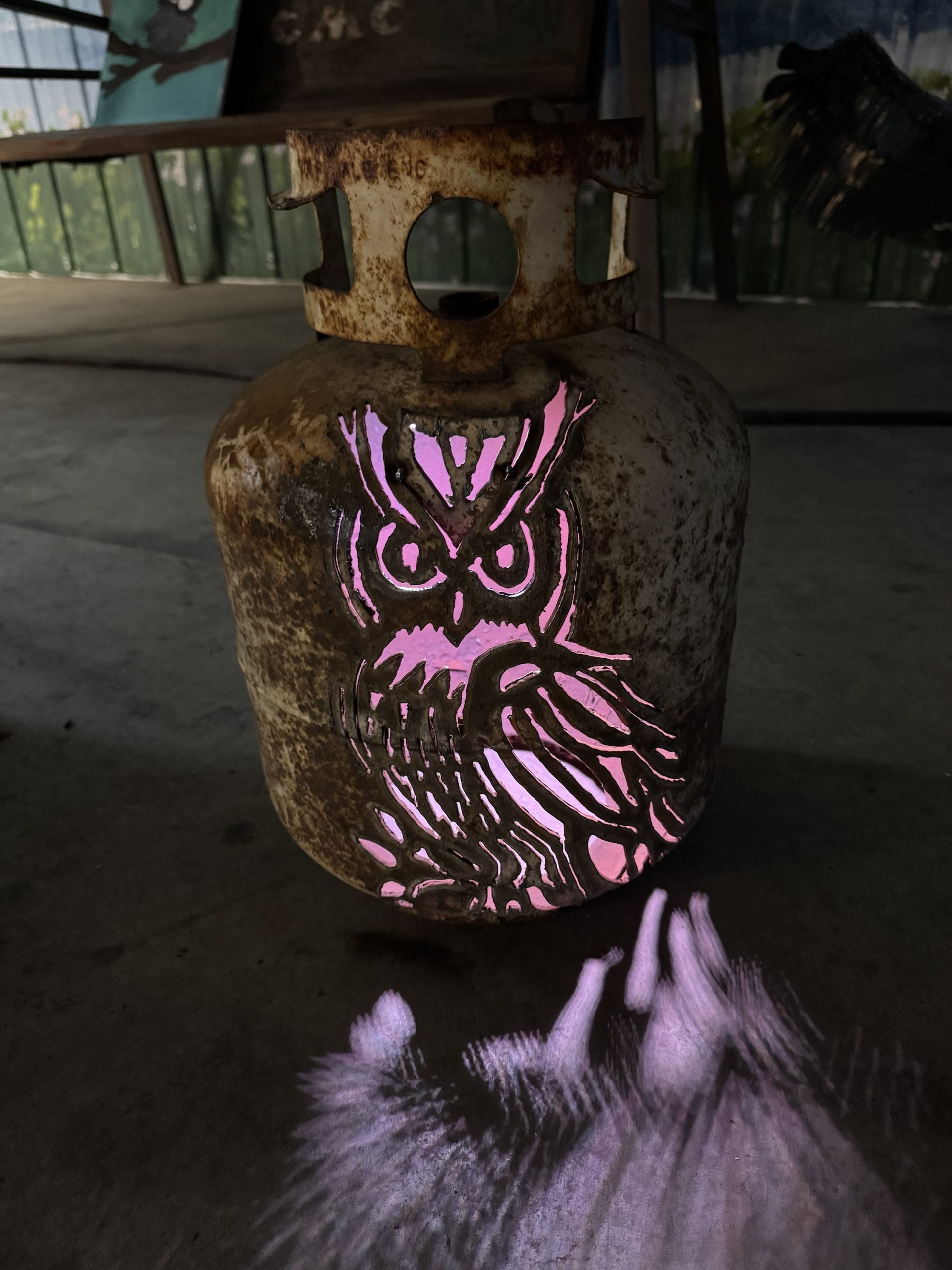 20lb Upcycled Patio Lantern, Detailed Owl