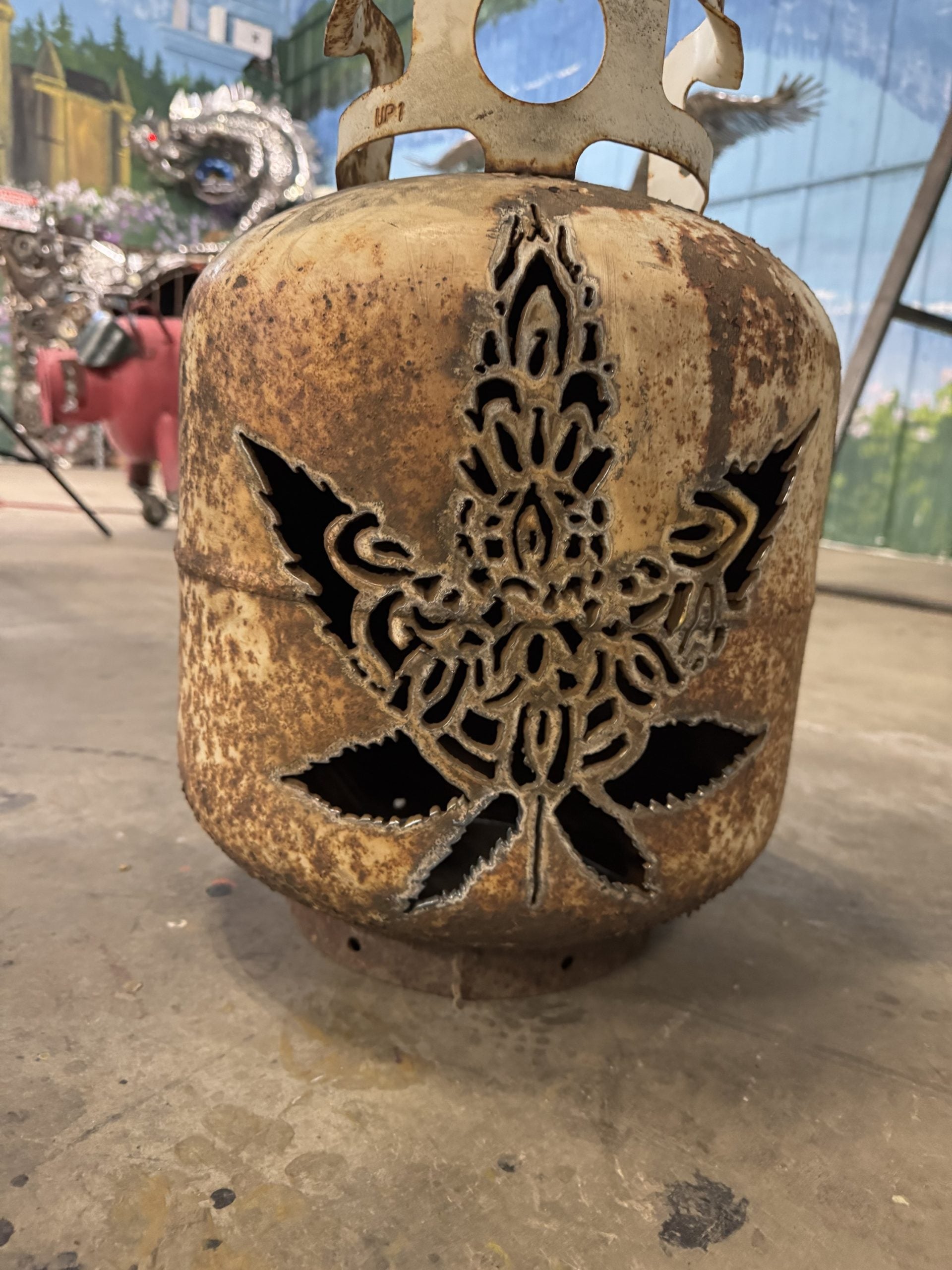 20lb Upcycled Patio Lantern, Sugar-Wanna Leaf