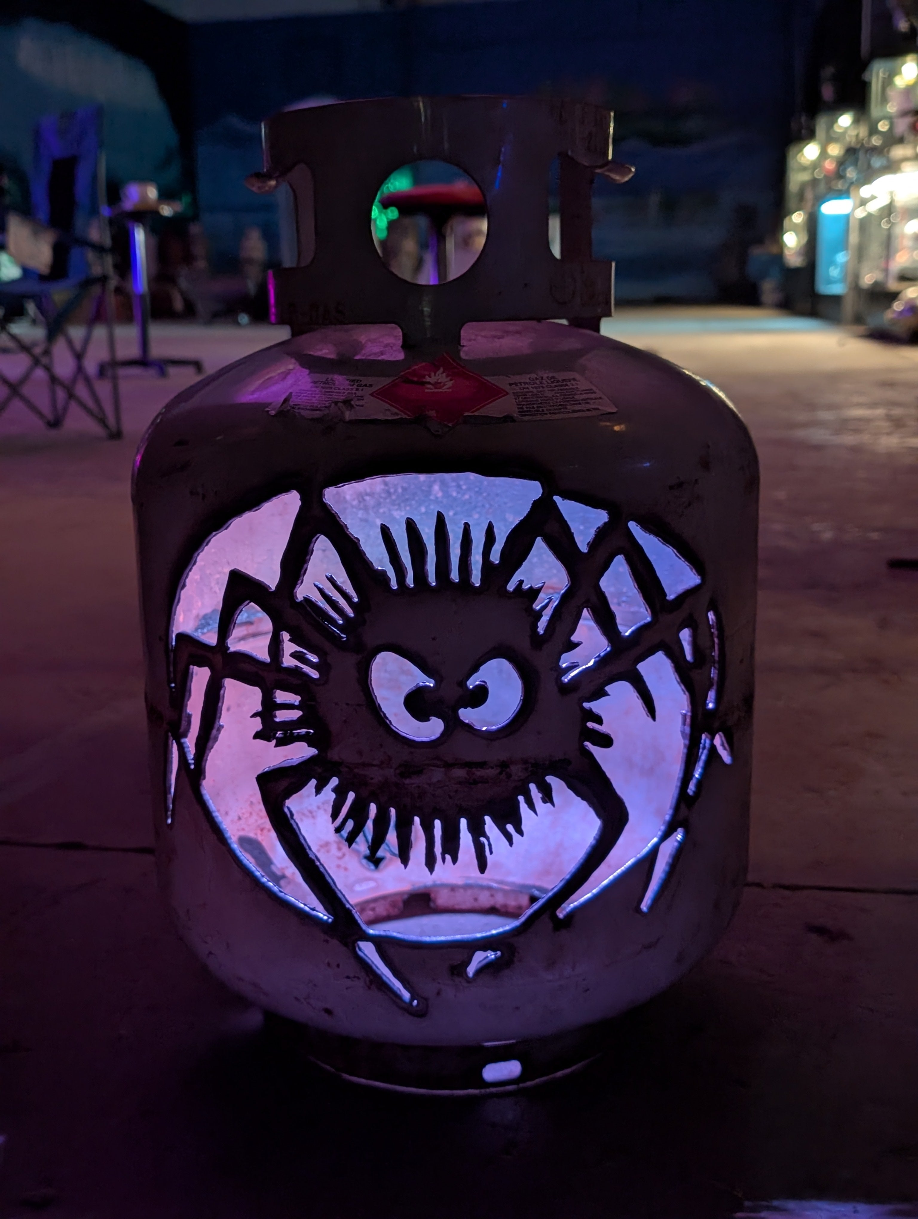 20lb Upcycled Patio Lantern, Schneider the Spider Halloween Natural Finish